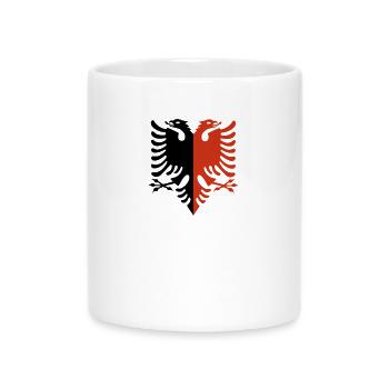 Albanischer Adler Rot-Schwarz „Dualer Stolz“ - Tasse mit Herzhenkel - Weiß - Vorne