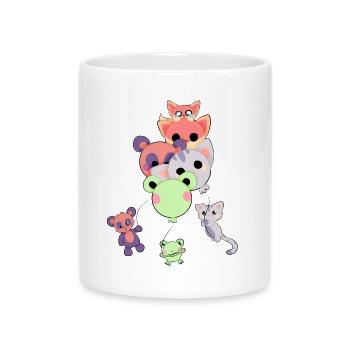 Animaux doux avec des ballons - Mug avec anse en forme de cœur - blanc - Devant