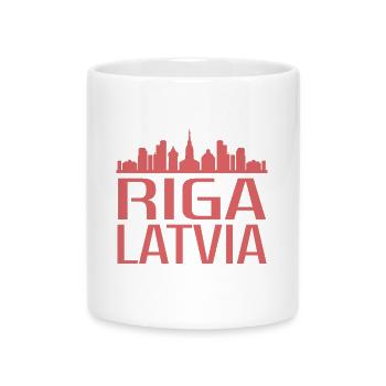 Stilvolle Riga Skyline Illustration - Tasse mit Herzhenkel - Weiß - Vorne