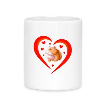 Herz mit süßem Hamster - Tasse mit Herzhenkel - Weiß - Vorne