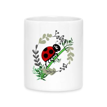 Marienkäfer Botanik Comicstyle - Tasse mit Herzhenkel - Weiß - Vorne