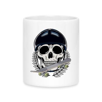 Sportsman Sports Skating Skater Skull Skateboard - Mug with Heart-Shaped Handle - white - Front
