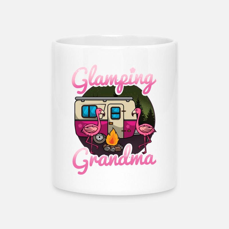 Glamping Camping - Mug with Heart-Shaped Handle - white