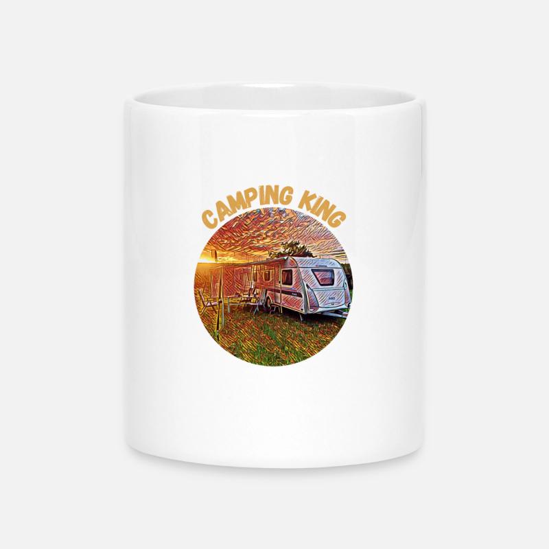 Camping King, Caravan, Design, Gift idea, - Mug with Heart-Shaped Handle - white