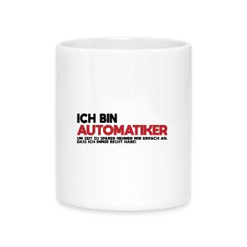 Automatiker Wortmarke Rot Retro - Tasse mit Herzhenkel - Weiß - Vorne