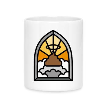 Holy Shit stained glass Church funny poop pun meme - Mug with Heart-Shaped Handle - white - Front