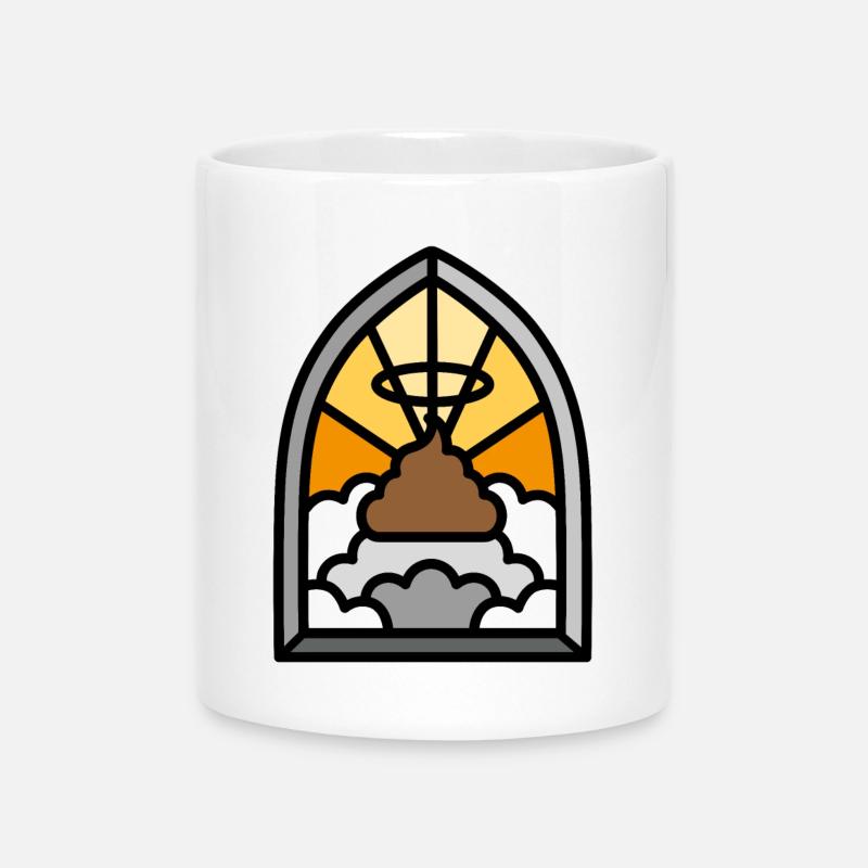 Holy Shit vitrail église drôle de merde jeu de mots meme - Mug avec anse en forme de cœur - blanc