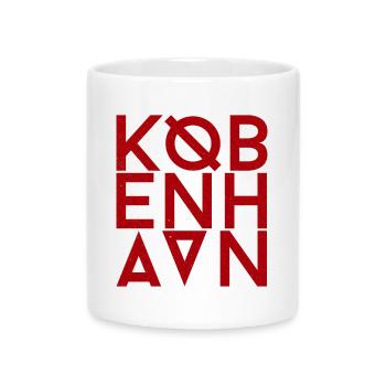 København Typo Monogram en rouge cramoisi - Mug avec anse en forme de cœur - blanc - Devant