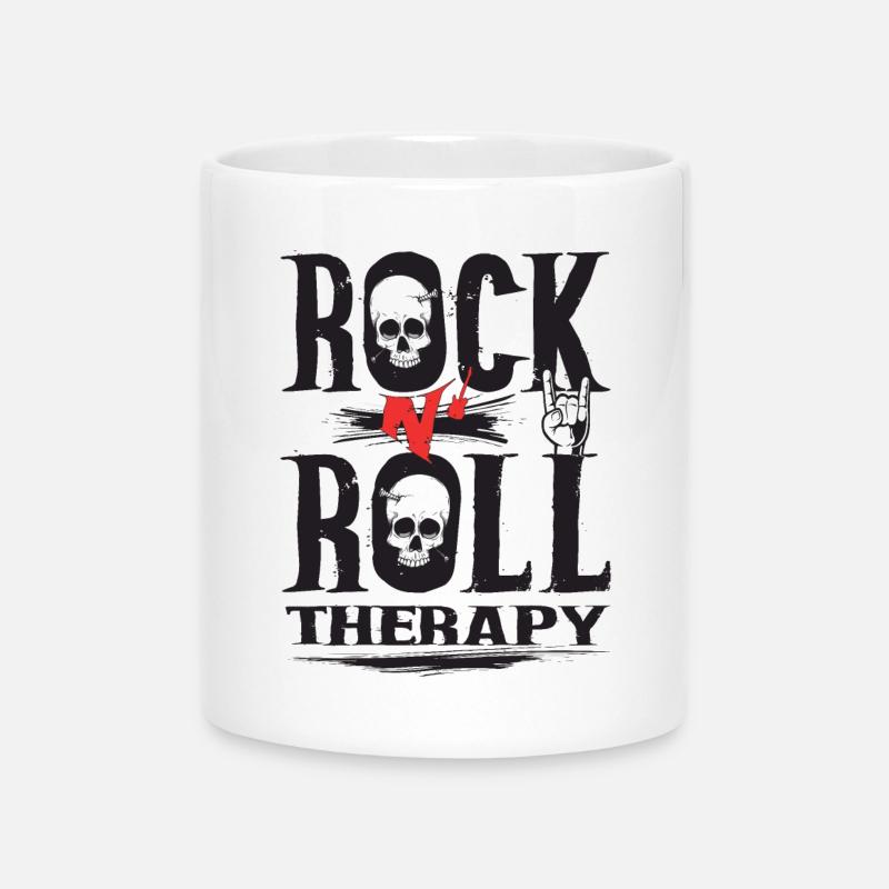 Rock n Roll therapy - Mug avec anse en forme de cœur - blanc