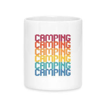Camping Regenbogen Blockschrift - Tasse mit Herzhenkel - Weiß - Vorne