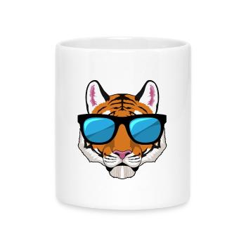 Tiger Sonnenbrille - Tasse mit Herzhenkel - Weiß - Vorne