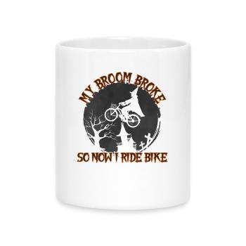 My Broom Is Broken, Now I Ride Bike - Mug with Heart-Shaped Handle - white - Front