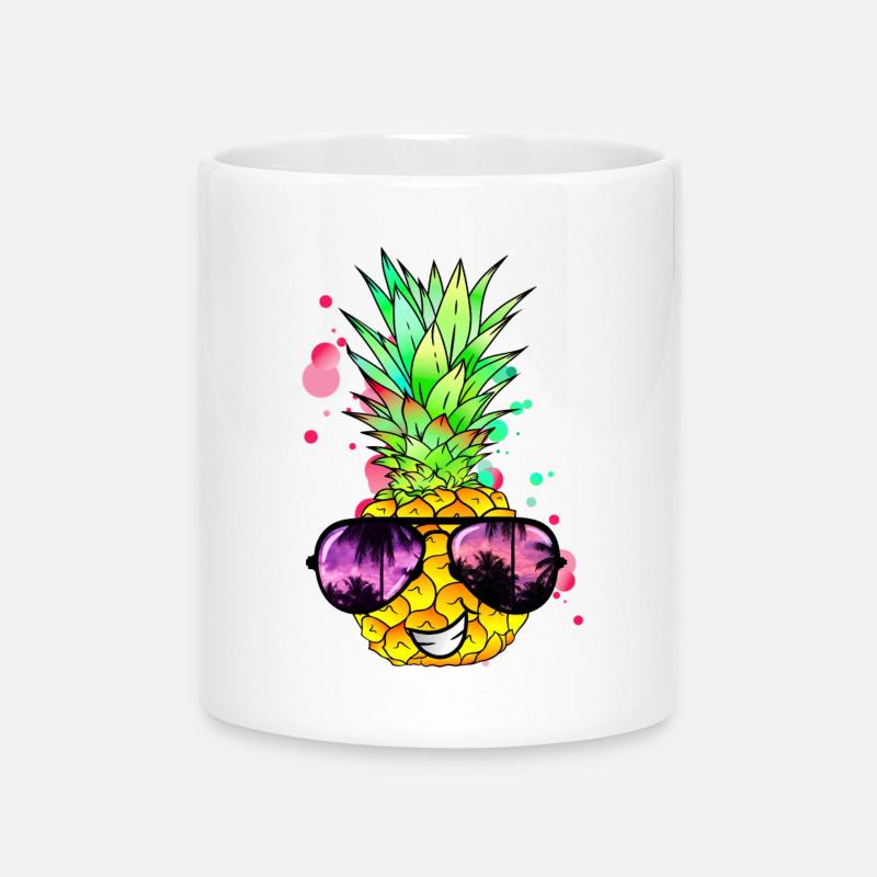 Pineapple cool colorful tangy - Mug with Heart-Shaped Handle - white