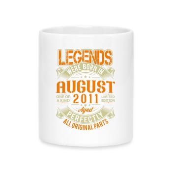 2011 August Geburtstag Legende - Tasse mit Herzhenkel - Weiß - Vorne