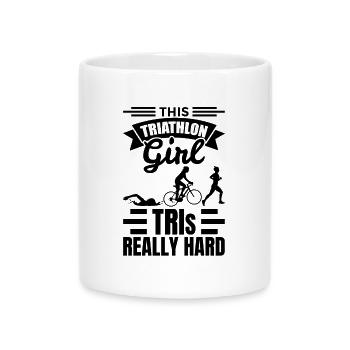 Triathlet Mädchen - Tasse mit Herzhenkel - Weiß - Vorne