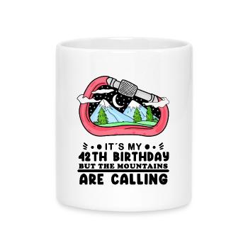 42. Geburtstag Berge - Tasse mit Herzhenkel - Weiß - Vorne