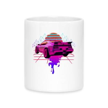 Retro Wave Racing Supercar - Tasse mit Herzhenkel - Weiß - Vorne