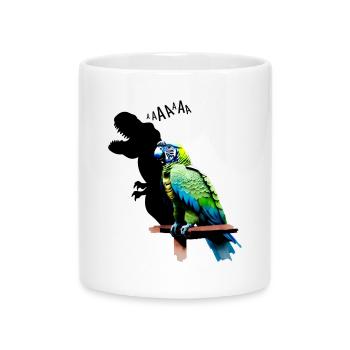 lustiger T-Rex Papagei Gelb Blau Ara Macaw - Tasse mit Herzhenkel - Weiß - Vorne