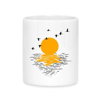 Wildgänse Kraniche Frühling - Tasse mit Herzhenkel - Weiß - Vorne