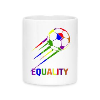 Fußball Regenbogen WM Equality - Tasse mit Herzhenkel - Weiß - Vorne