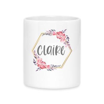 Claire Girl Name Baby Gift - Mug with Heart-Shaped Handle - white - Front