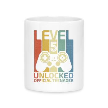 Level 5 Freigeschaltet offizieller Teenager - Tasse mit Herzhenkel - Weiß - Vorne