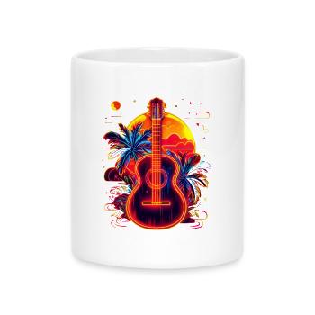 Ukulele 90er Jahre Stil - Tasse mit Herzhenkel - Weiß - Vorne