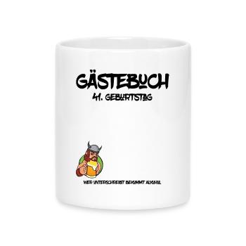 41. Geburtstag | Gästebuch Design - Tasse mit Herzhenkel - Weiß - Vorne