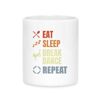 Eat Sleep Break Dance Repeat - Tasse mit Herzhenkel - Weiß - Vorne