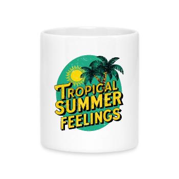 Summer Tropical Summer Feelings Sun Palm Trees Holidays - Mug with Heart-Shaped Handle - white - Front
