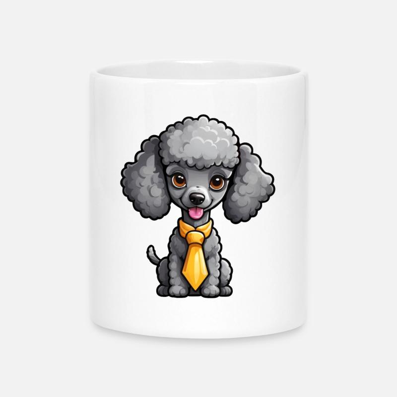 Gray Poodle with Tie - Mug with Heart-Shaped Handle - white