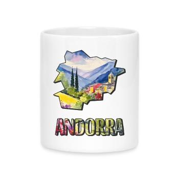 Aquarell Landkarte Andorra - Tasse mit Herzhenkel - Weiß - Vorne