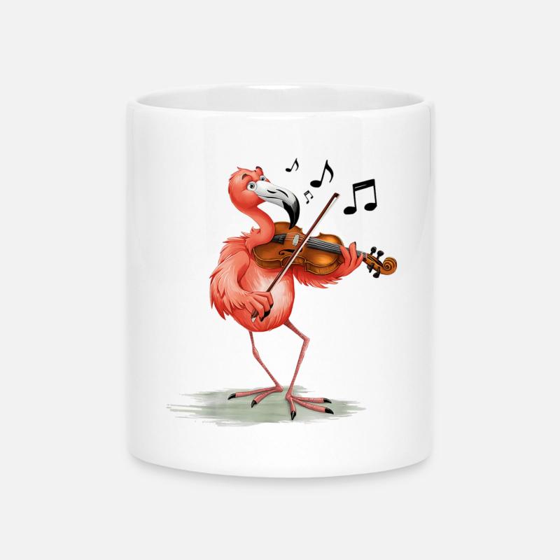 Flamant rose violoniste - Mug avec anse en forme de cœur - blanc