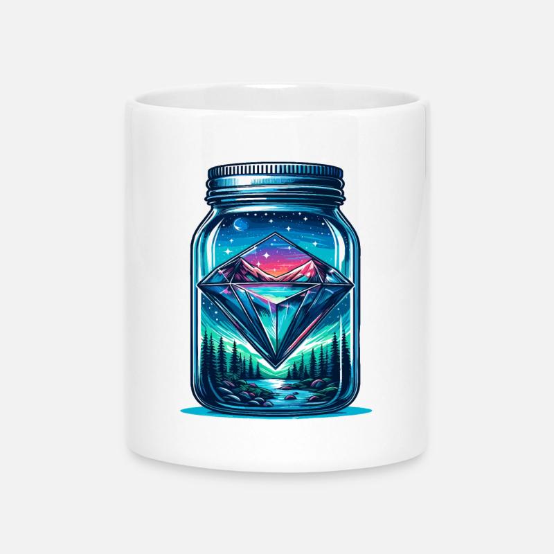 Paysage de la nature du diamant dans Mason Jar - Mug avec anse en forme de cœur - blanc