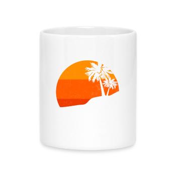 Sunset Palm Trees Retro Tropical Vibes - Mug with Heart-Shaped Handle - white - Front