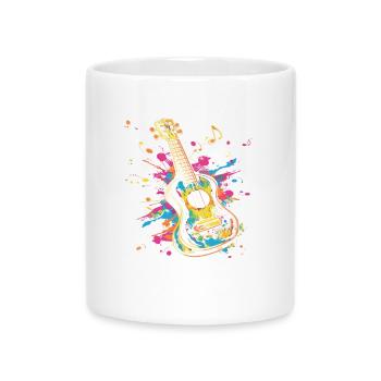 Ukulele Streetart - Tasse mit Herzhenkel - Weiß - Vorne