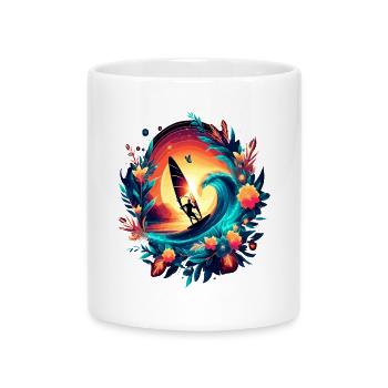 Véliplanchiste Tropical Sunset tro - Mug avec anse en forme de cœur - blanc - Devant