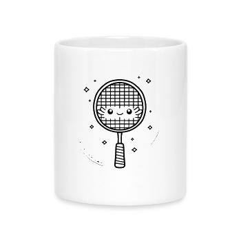 Badminton Racket Comic - Mug with Heart-Shaped Handle - white - Front