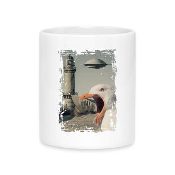 UFO - Seagull - Rostock - Teepot - Warnemünde - Mug with Heart-Shaped Handle - white - Front