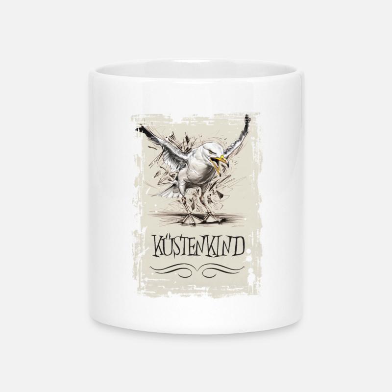 Enfant côtier - Croquis de mouette - Mug avec anse en forme de cœur - blanc