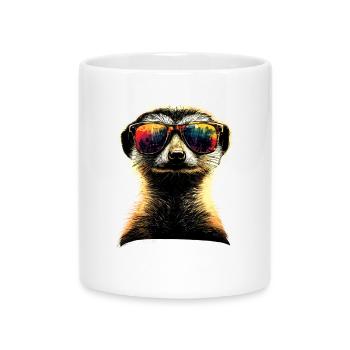 Lunettes de soleil suricate coloré mignon suricate - Mug avec anse en forme de cœur - blanc - Devant