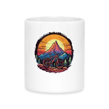 Mountainbiking Cartoon Stil - Tasse mit Herzhenkel - Weiß - Vorne