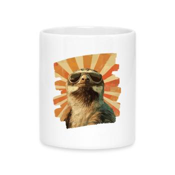 Faultier Retro - Tasse mit Herzhenkel - Weiß - Vorne