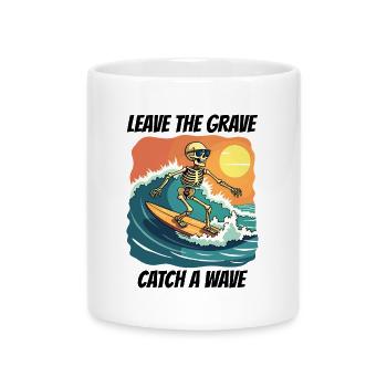 Wellenreiten Surfen Skelett Fun Cool Strand Urlaub - Tasse mit Herzhenkel - Weiß - Vorne