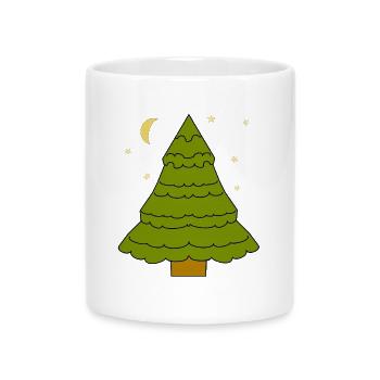 Conifère, Forêt, Arbre, Sapin, Sapin, Nature, Lune - Mug avec anse en forme de cœur - blanc - Devant