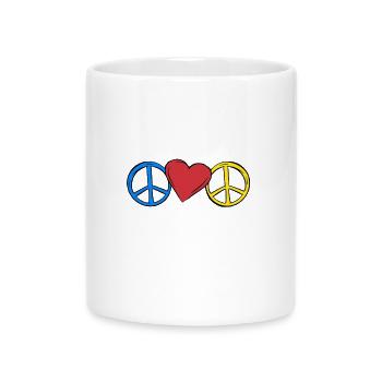 Peace Herz Frieden - Tasse mit Herzhenkel - Weiß - Vorne