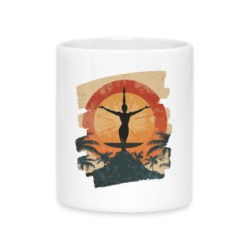 Yoga Namaste Meditation - Tasse mit Herzhenkel - Weiß - Vorne