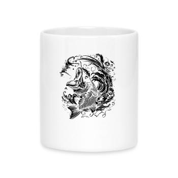 Dessin animé Pêche - Mug avec anse en forme de cœur - blanc - Devant