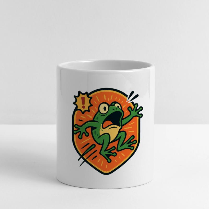Panikfrosch-Abzeichen Tasse mit Herzhenkel