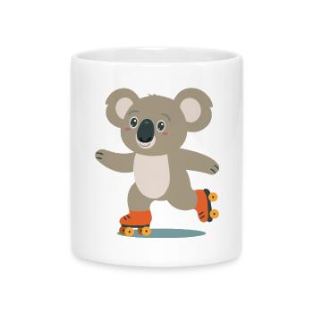 Rollschuh-Koala – Fröhliches Tiermotiv Abenteurer - Tasse mit Herzhenkel - Weiß - Vorne